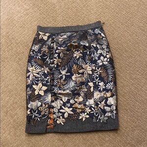 HEMANT & NANDITA Gray Embellished Pencil Skirt Knee-length